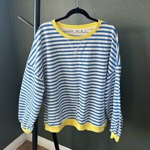 Blue/White/Yellow Stripped Oversized Sweatshirt